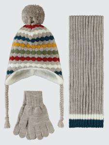 Picture of Boys Scarf, Beanie, and Gloves Sets 2-5 Years Gray - Package