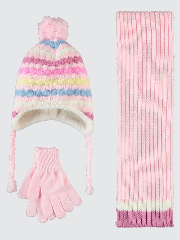 Picture of Girls Scarf, Beanie, and Gloves Sets 2-5 Years Pink - Package