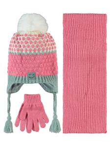 Picture of Girls Scarf, Beanie, and Gloves Sets 6-9 Years Dark Pink - Package