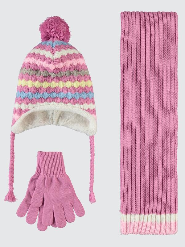 Picture of Girls Scarf, Beanie, and Gloves Sets 2-5 Years Dusty Rose - Package