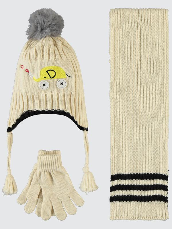 Picture of Boys Scarf, Beanie, and Gloves Sets 6-9 Years White - Package