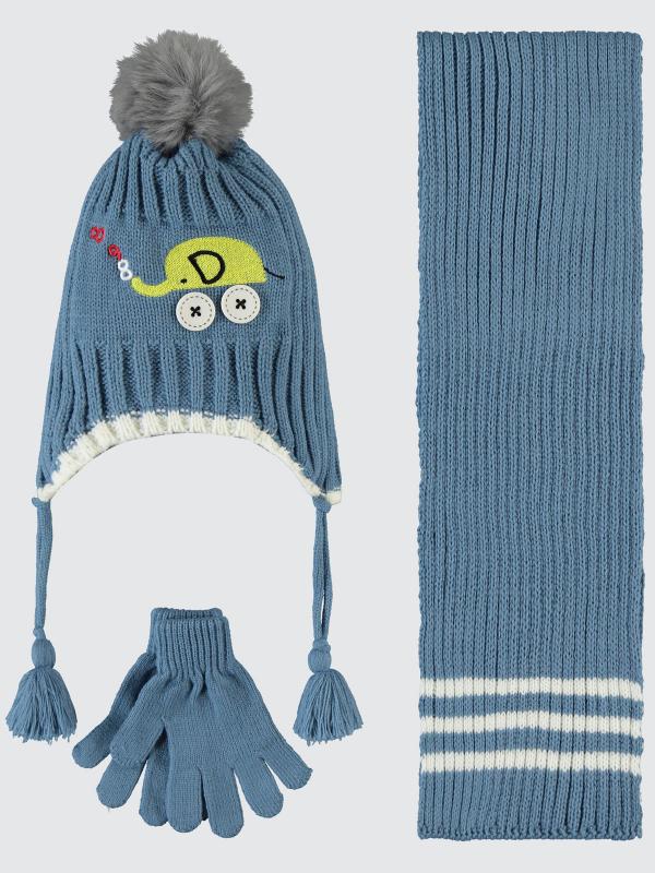 Picture of Boys Scarf, Beanie, and Gloves Sets 6-9 Years Light Petrol - Package