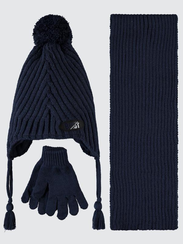 Picture of Boys Scarf, Beanie, and Gloves Sets 6-9 Years Navy - Package