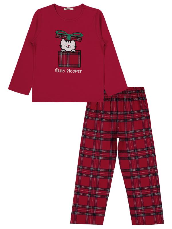 Picture of Girls Pajama Set 10-13 Years Burgundy - Package